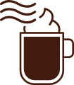 湯気の立つコーヒーカップ
